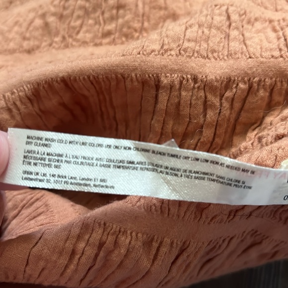 Free People Orange Cottagecore Gauzy Flowy Stretchy Buttoned Shirt Tunic Dress - Picture 6 of 6